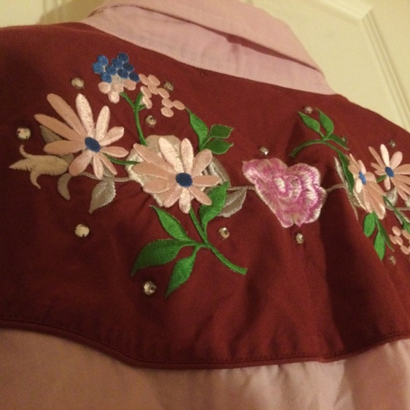 Vintage Ely’s Country Charmers sz L embroidered pink button up shirt - Picture 9 of 9